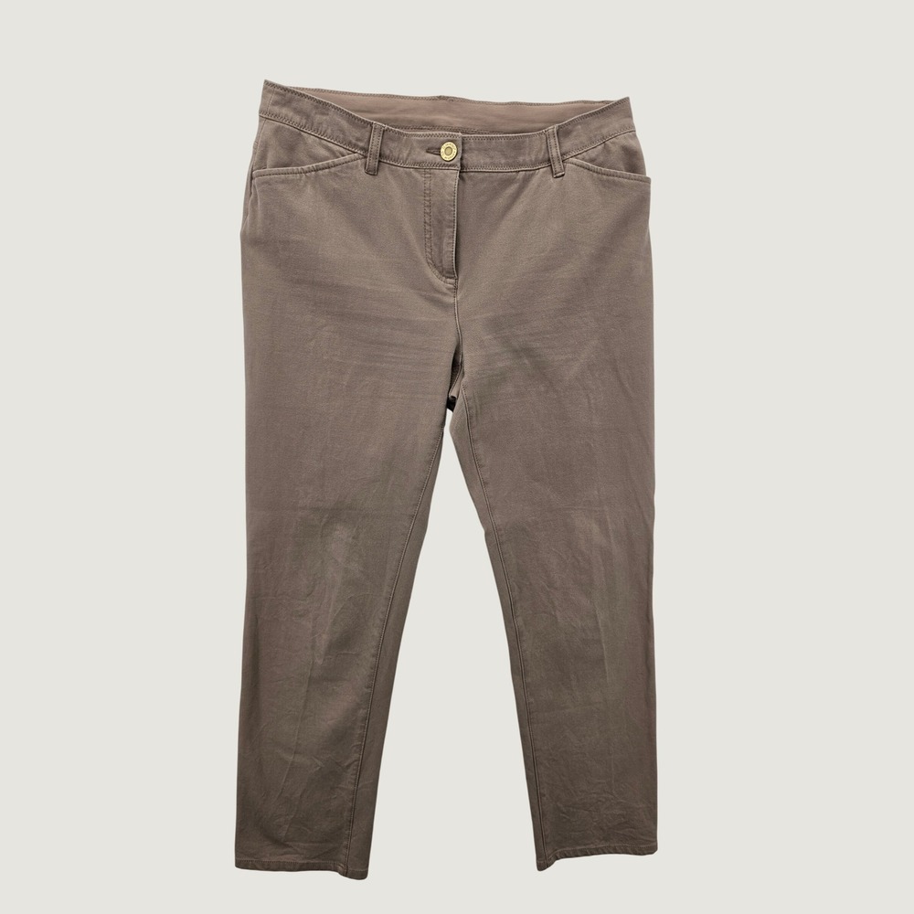 Chicos So Slimming Pants Taupe Brown Stretch Cotton Blend Trousers Size 1.5 Reg